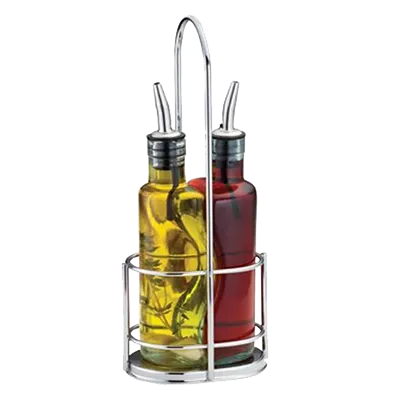 TableCraft 918RSN Oil & Vinegar Cruet Set – 2 Glass Bottles (8 oz), Dishwasher‑Safe, Pourers & Rack
