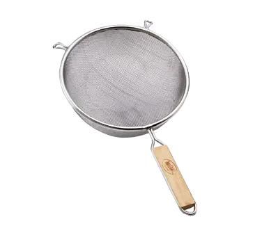 TableCraft Products 92 Mesh Strainer, 6-1/4" dia., Single Fine Mesh, Tinned, Wooden Handle