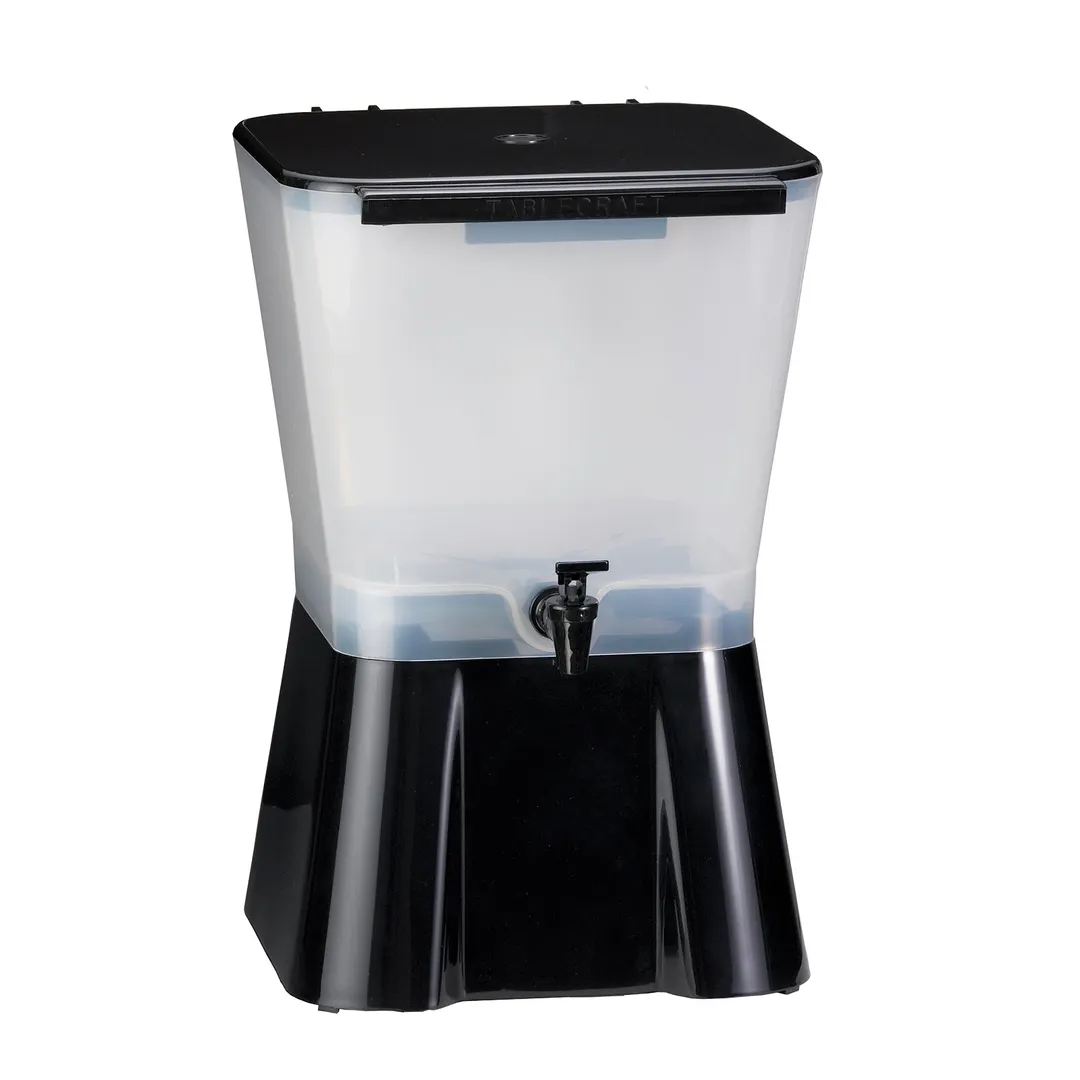 TableCraft 953 3‑Gal Uninsulated Dispenser, 10‑7/8" x 12‑1/2" x 16‑3/4"H, Black Polypropylene, Faucet