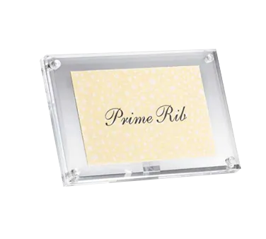 TableCraft A362 Menu Card Holder, Magnetic Acrylic 4" x 1-1/4" x 2-1/2", Dishwasher Safe, Plastic Base