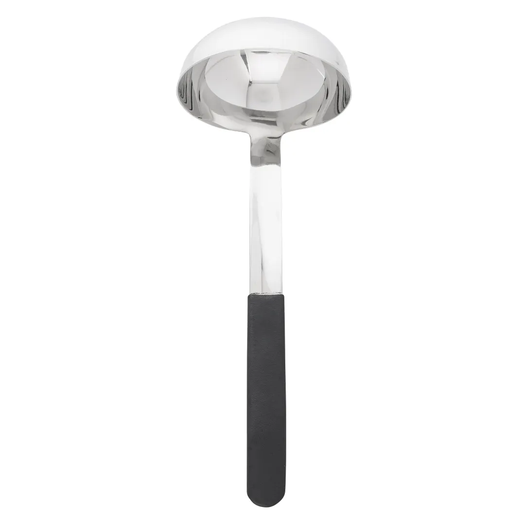 TableCraft AM5306BK 6oz Antimicrob. Ladle, 4" x 3-1/2" x 10-5/8", Black Handle, 18-0 Stainless Steel