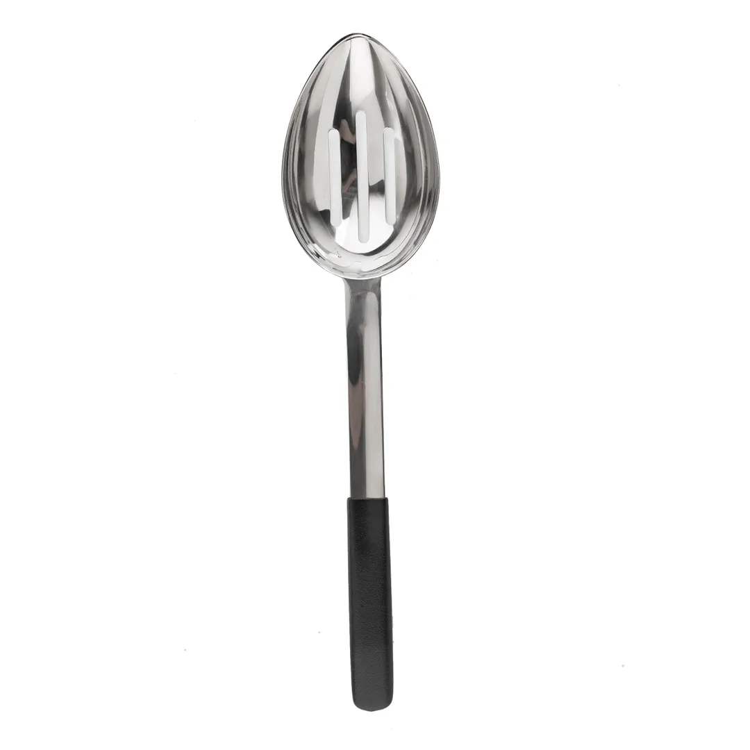 TableCraft AM5334BK Antimicrobial 2oz Slotted Spoon, 13-5/8" x 2-1/2" x 7/8", Black, 18-8 Steel