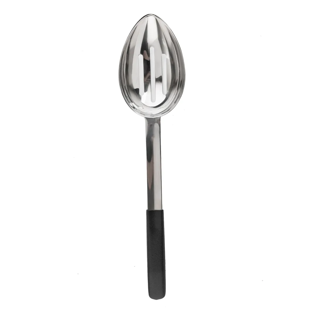 TableCraft AM5344BK 4oz Antimicrobial Slotted Spoon, 13-3/4" x 3" x 1-1/5", Black Handle, 18-8 SS