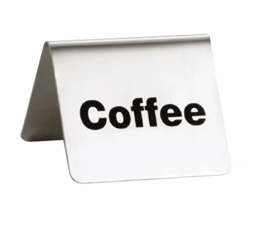 TableCraft Products B1 - 2-1/2" x 2" Stainless Coffee Buffet Tent Tabletop Sign, Printed Metal