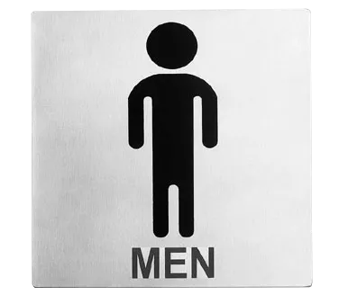 TableCraft Products B10 Men Restroom Sign, 5" x 5", Stainless Steel, Pressure Sensitive Adhesive