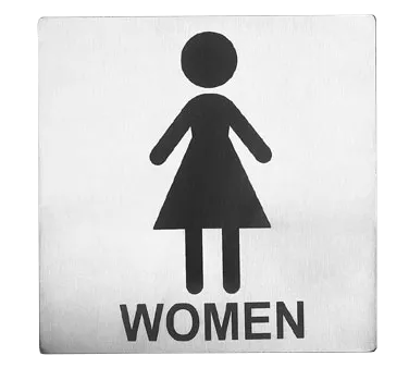 TableCraft Products B11 - 5" x 5" Women Restroom Sign, Stainless Steel, Pressure Sensitive Adhesive