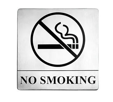 TableCraft B14 No Smoking Sign, 5"x5", Stainless Steel, Pressure Sensitive Adhesive, Compliance Sign