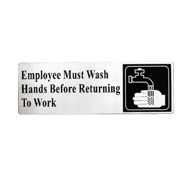 TableCraft Products B22 Hand Washing Compliance Sign, 3" x 9", Stainless Steel, Must Wash Hands