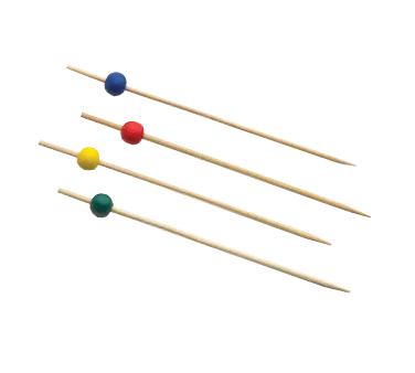 TableCraft BAMBA45 4-1/2" Bamboo Picks, Red Yellow Green Blue, 100/Pack