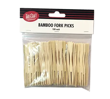 TableCraft Products BAMF35 - Bamboo Fork Picks, 3½" Length, 2"-3" Size, Wood, 100/Pack