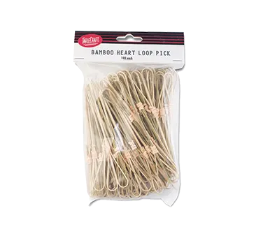 TableCraft Products BAMH6 - Heart Looped Bamboo Pick, 5-5/8" Length, 4"-6" Size, - 100/Pack
