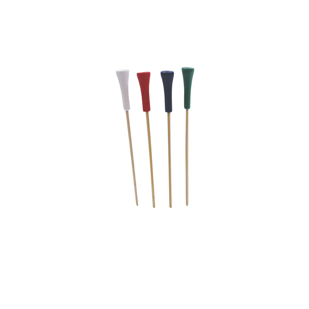 TableCraft BAMSP345 Wood Picks – 4-1/2" Bamboo Food Skewers, 4 Colors, 100/Pack