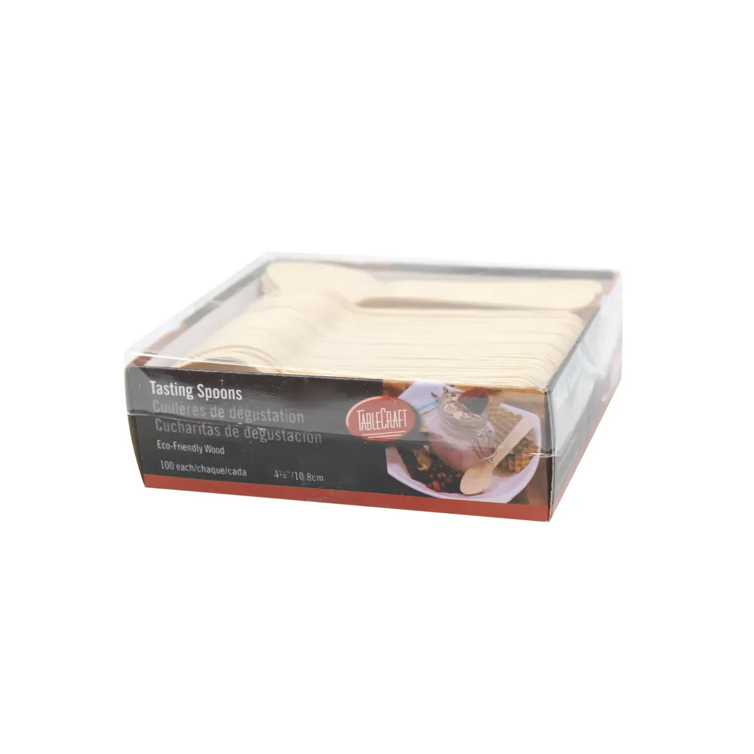 TableCraft Products BAMSP425 - 4-1/4" Eco-Friendly Biodegradable Pinewood Spoon Pack 100/Pack