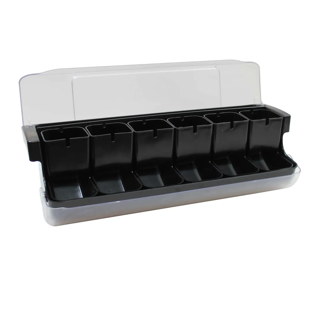 TableCraft BCD6000BK Condiment Bar Holder, 20-1/8" x 6-3/4" x 6-1/2", 9 Compartment Black ABS, NSF