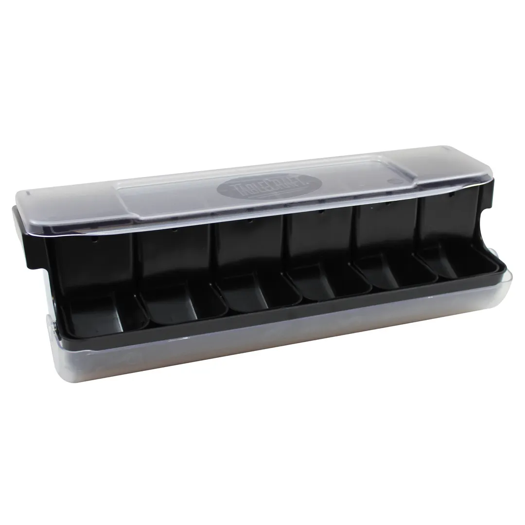 TableCraft BCD6000BK Condiment Bar Holder, 20-1/8" x 6-3/4" x 6-1/2", 9 Compartment Black ABS, NSF
