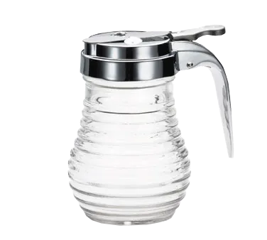 TableCraft BH7 Beehive Syrup Pourer, 6 oz Clear Glass Jar, Chrome Top, Dishwasher Safe - 12/Case