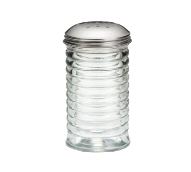 TableCraft BH8800 Beehive Cheese Shaker, 12‑22 oz Clear Glass Jar, Steel Metal Lid, No Handle