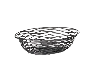 TableCraft BK17412 Oval Metal Basket, 11-3/4" x 9" x 3", Black Powder Coated, Artisan Collection