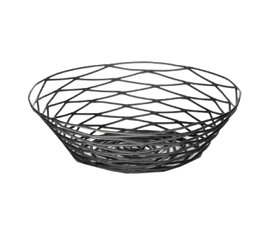 TableCraft BK17508 Basket - 8" dia. x 2-1/4" H, Round, Black Powder-Coated Metal, Hand Wash Only