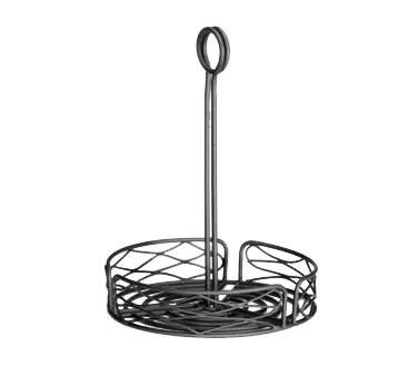 TableCraft BK1780 Condiment Caddy – 8" Dia. x 10" H, 1 Wire Compartment, Black Powder‑Coated Metal