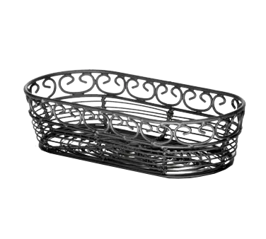 TableCraft BK21709 Mediterranean Basket, 9" x 4" x 2-1/4", Oblong, Black Powder Coated, Hand Wash