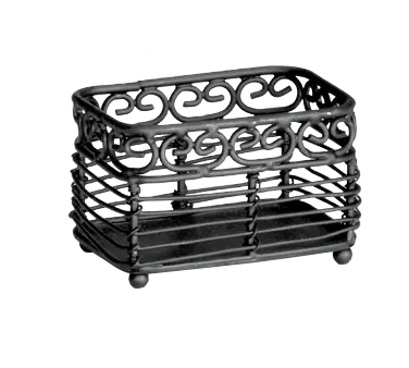 TableCraft BK256 Sugar Packet Holder, Mediterranean, 3" x 2-1/2" x 2", Black Powder Metal, Hand Wash