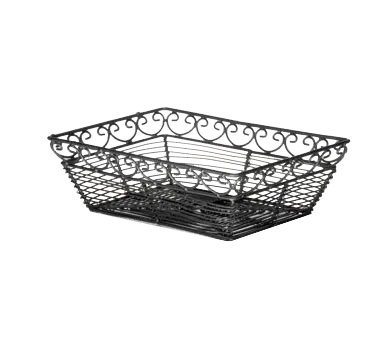TableCraft BK27209 Mediterranean Basket, 9" x 6" x 2-5/8", Rectangular, Powder Coated Metal, Black
