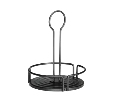 TableCraft Products BKDIA595 Condiment Caddy, 6" Dia. x 10" H, Black Metal, 1 Compartment