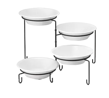 TableCraft Products BKP4 - 4-Tier Black Powder-Coated Metal Stand, 9" Dia., 14-1/2" H, 16 Sleeves