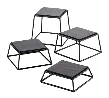 TableCraft BKR4 4-Piece Display Riser Set, 7"x6" Black Powder Coated Metal, Non-Slip Tops - Set