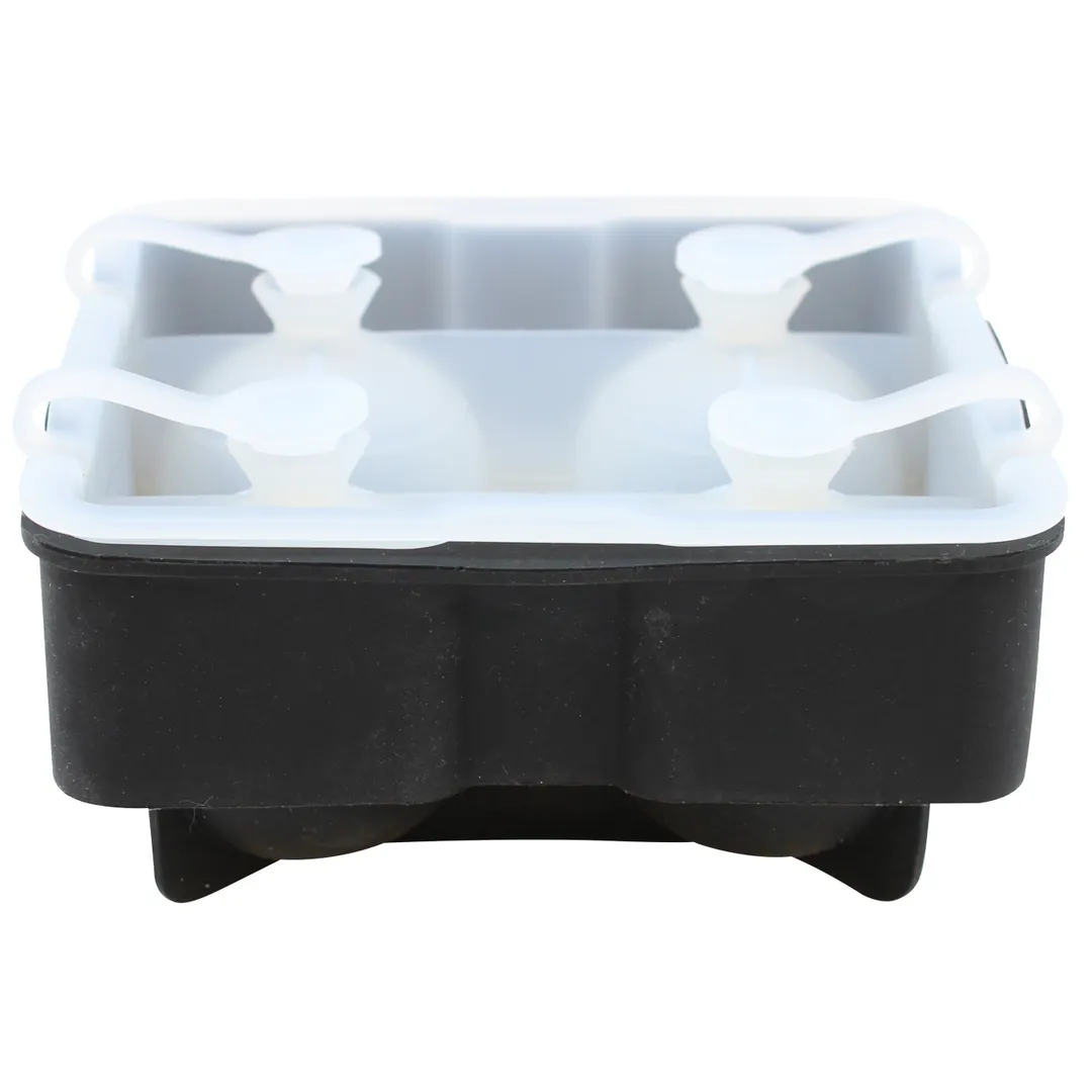 TableCraft Products BSRT2 Ice Tray, Makes 4 1-3/4" Spheres, Dishwasher Safe Silicone, Black