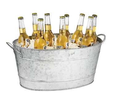TableCraft BT1914 Beverage Tub, 5-1/2 Gal, 22-3/4" x 14-1/2" x 9-3/4", Oval, Galvanized Steel