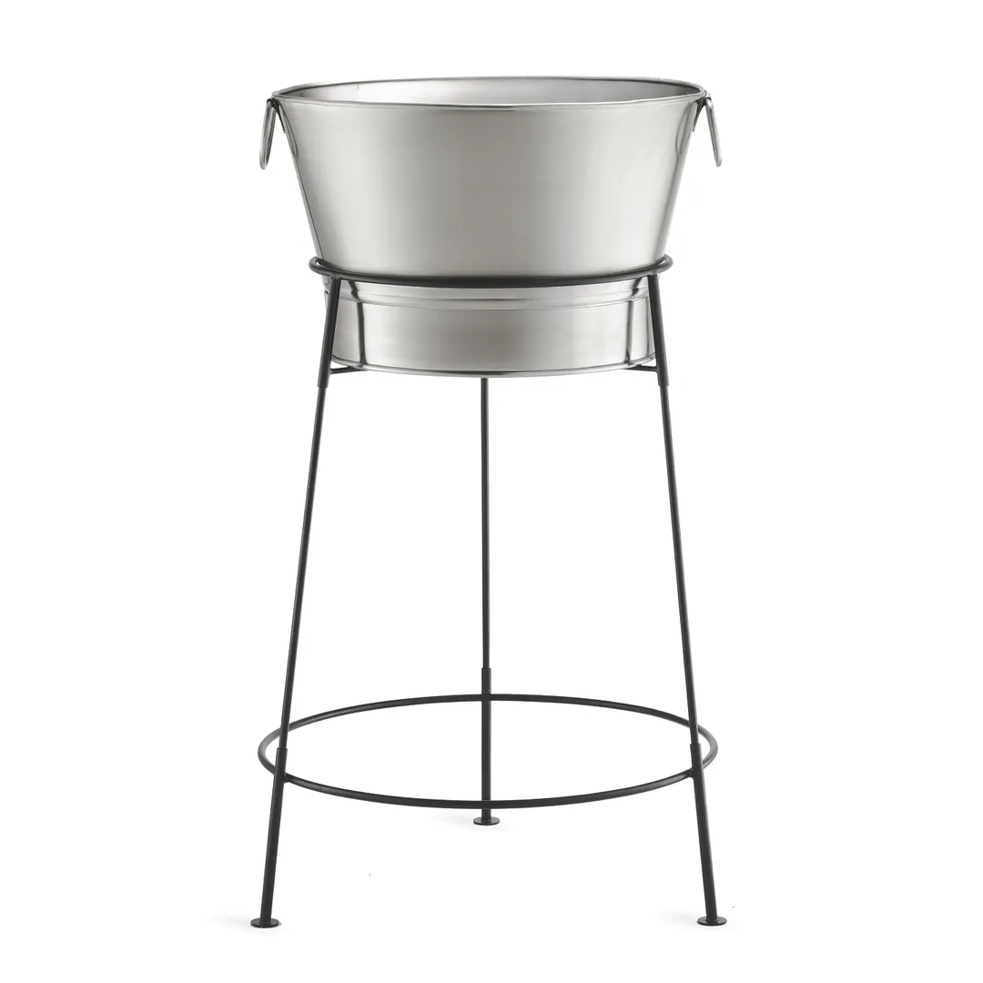 TableCraft BTSD21 7‑Gallon Beverage Tub Stainless Steel Powder Coated Stand 21‑3/4”x21‑3/4”x37‑1/2”