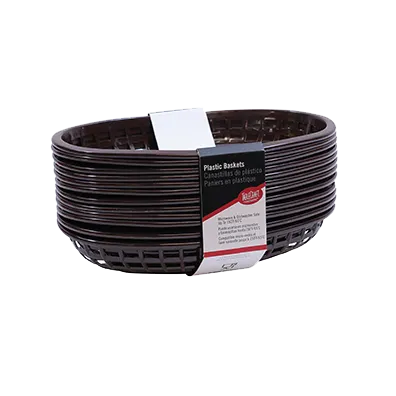 TableCraft C1074BR Basket, 9-1/4" x 6" x 1-3/4", Oval, Brown, Heat‑Resistant Plastic, 12/Pack