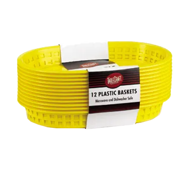 TableCraft C1076Y Oval Yellow Basket 10-1/2"x7"x1-1/2", 150°F, Dishwasher/Microwave Safe, 12/Pack