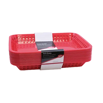 TableCraft C1079R Food Basket – 11-3/4" x 8-1/2" x 1-1/2", Red Polypropylene Heat‑Resistant, 12/Pack