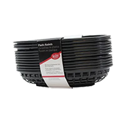 TableCraft C1084BK Fast Food Basket – Oval, 11-3/4" x 9" x 1-3/4", Black Plastic - 12/Pack