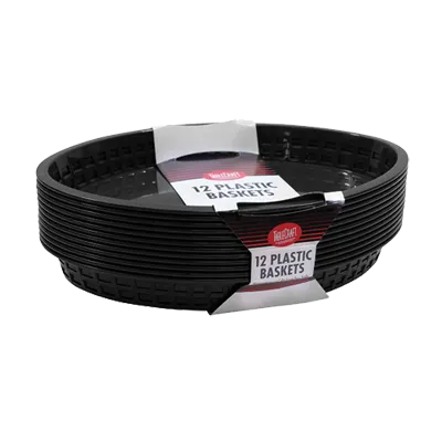 TableCraft Products C1086BK - Oval Black Polypropylene Serving Basket, 12" x 9½" x 1½" - 12/Pack