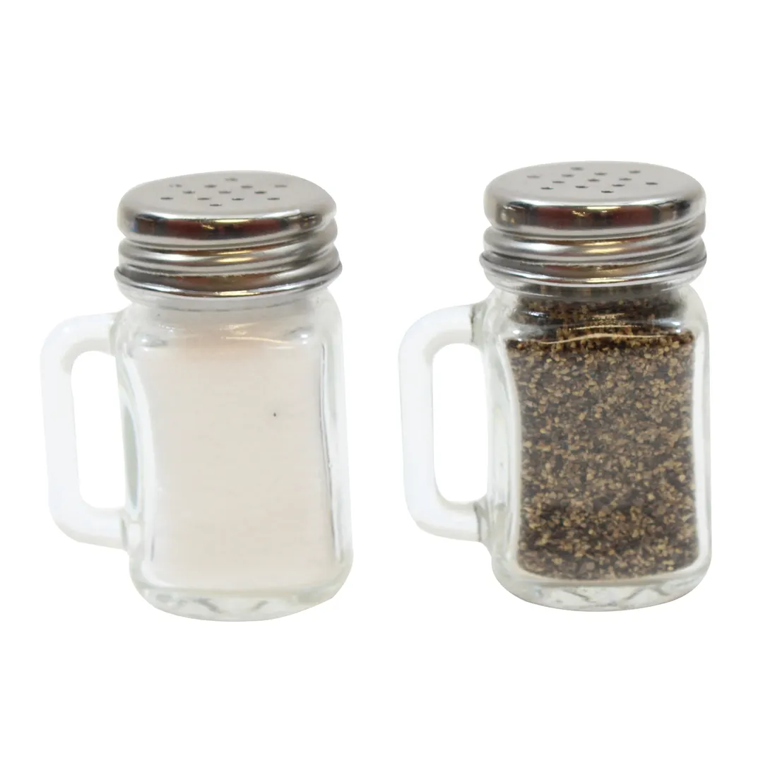 TableCraft C170-12 Salt & Pepper Shaker, 1.5 oz., 1-1/2" Dia x 2-1/2" H, Steel Top, Glass - 12/Pack