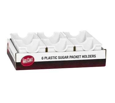 TableCraft C56W Sugar Packet Holder, 3-1/4" x 2-1/2" x 2", White Plastic, 6/Pack