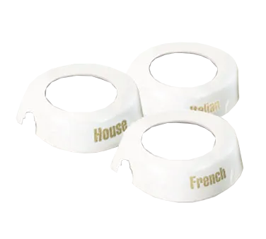 TableCraft CB12 ID Collar – White Plastic, Beige Print, 48oz, Fits 483/484 Dispensers – 1/Set
