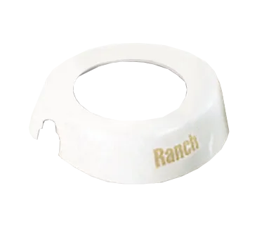 TableCraft CB6 Dispenser ID Collar - Ranch, White Plastic, Beige Print, 48 oz., Fits 483/484