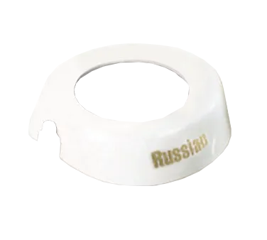 TableCraft CB7 ID Collar - Russian, 48 oz. Dispenser Fit, White Plastic with Beige Print, Made in USA