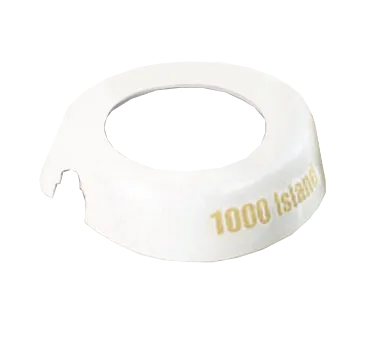 TableCraft CB8 1000 Island ID Collar - 48oz White Plastic, Beige Print, Fits 483/484, Made in USA