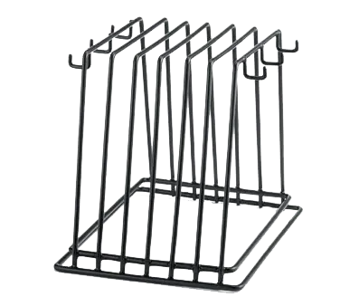 TableCraft CBR6BK Cutting Board Rack, 12-1/4" x 9-1/2" x 10", 6 Slots/6 Hooks, Black Vinyl-Coated