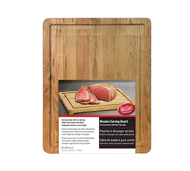 TableCraft CBW20161L 20" x 16" Wood Cutting Board – 1-5/8" Thick, Rectangular, Integrated Channel, Legs