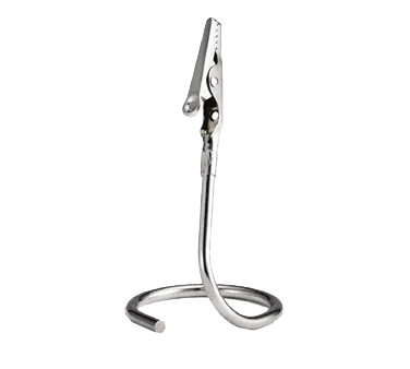 TableCraft CH2 Menu Card Holder – 2" x 2" x 3-1/2" Stainless Steel Alligator Clip Circle Stand