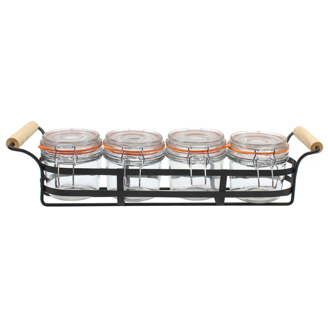 TableCraft Products CJS12R Jar Wire Rack, 18-1/4" x 5" x 4-1/2", Holds 4 CJS12 Jars, Metal Handles