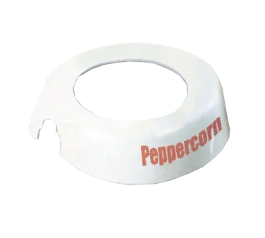 TableCraft CM14 ID Collar - Peppercorn Print, White Plastic, Fits 48 oz Dispenser, Dishwasher Safe