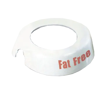 TableCraft CM19 Dispenser ID Collar - White Plastic with Maroon "Fat Free" Print, Fits 48-Oz 483/484 Dispenser, Dishwasher Safe, Made in USA